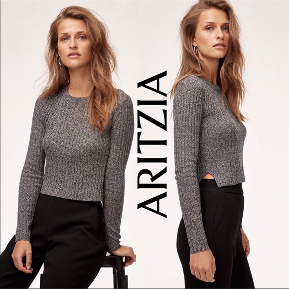 Aritzia Sweaters - Aritzia Babaton Nathaniel Sweater Gray Ribbed Wool Blend